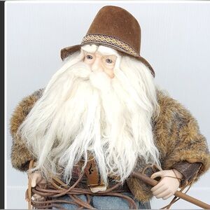 Cowboy Santa Deluxe Doll Figure 18” with Vintage Style Revolver Replica Display